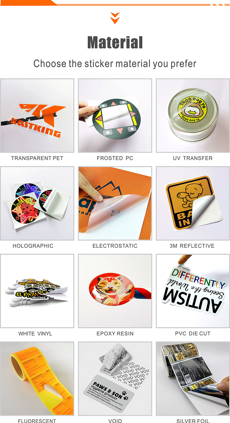 Custom Printing Waterproof Vinyl Stickers Die Cut Stickers Adhesive Pvc Label Sticker