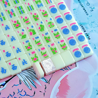 Ensemble de Mahjong américain de luxe pliable en acrylique vert menthe double n°2 Rose Perle, 160 tuiles, personnalisable, vente au détail et en gros