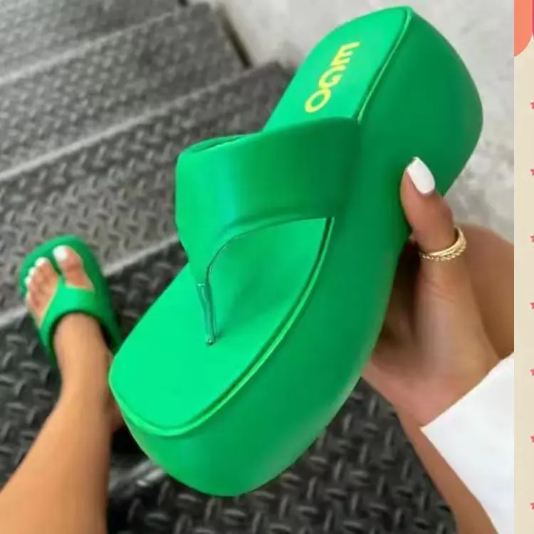 BUSY GIRL BD4491 Slides Slippers For Women And Ladies Wedge Heel Height Increasing 2023 New Platform Sandals Women Flip Flops