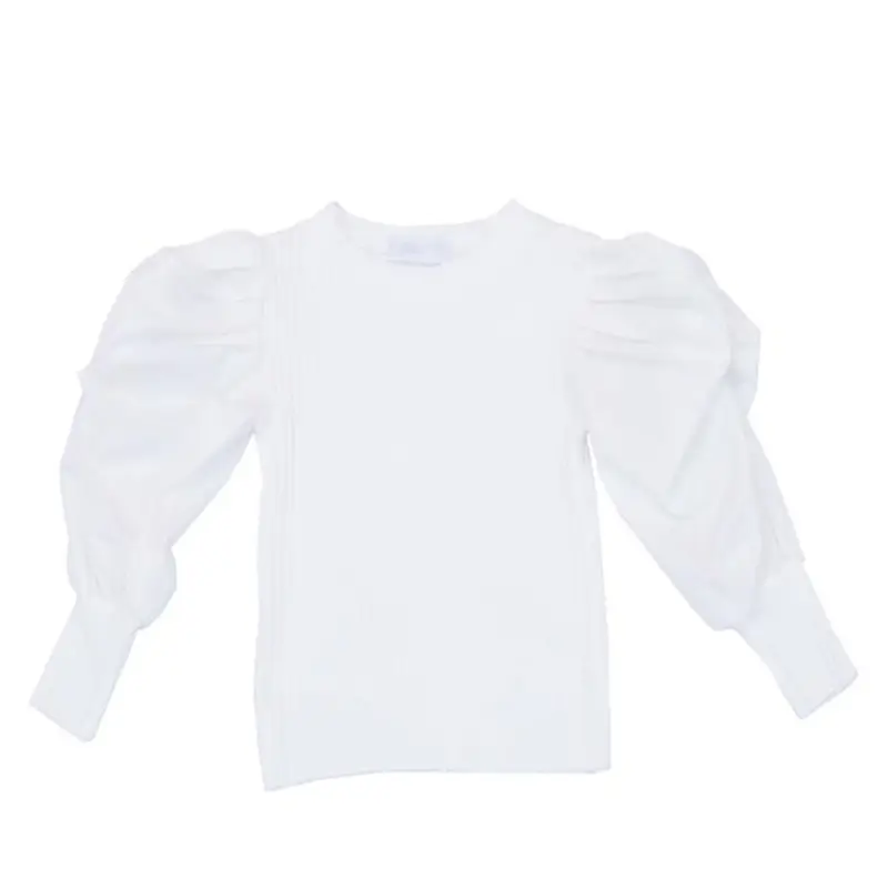 Camisas respiráveis e confortáveis para crianças, camisetas de manga bufante lisa para meninas, design ocidental, outono, 2020