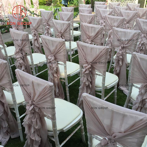 <span class=keywords><strong>Sedia</strong></span> Chiavari in Stile Boho con Cornice in Legno Bianco e Copertura in Chiffon Arricciato, per Matrimoni all'Aperto, Banchetti, Ricevimenti in Hotel, Eventi e Feste - Product Image 4