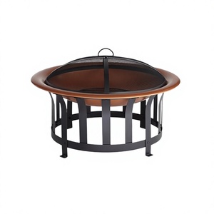 ที่จุดไฟในหลุมไฟทองเหลืองทรงกลมพร้อมขาตั้งเหล็กและฝาครอบลวดตาข่าย - Product Image 1