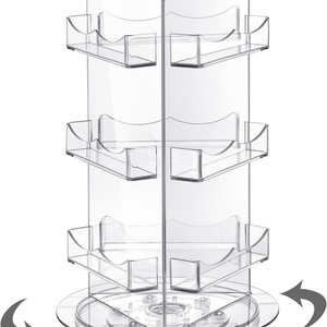 Factory Wholesale High Quality Clear <b>Rotating</b> 3-Tier Acrylic Modern Business Card Holder Silk-Screen Printing Custom Display - Product Image 1