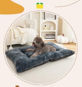 Velvet & Corduroy Dual-Sided Orthopedic Pet Bed Oversized Thickened Design Anti-Skid Washable Winter Warm Soft <b>Plush</b> - Product Image 3