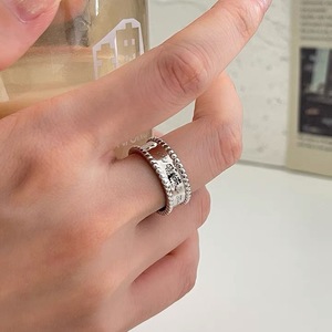 S925 Sterling <b>Silver</b> Korean Style Letter <b>Ring</b> Wide Face Open Index Finger Unisex Jewelry Gift - Product Image 1