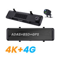 Caméra de tableau de bord 4G 4K à double objectif avec Wifi GPS ADAS+BSD, caméra DVR de voiture, caméra de rétroviseur, caméra de voiture FHD 4K, diffusion en direct en temps réel