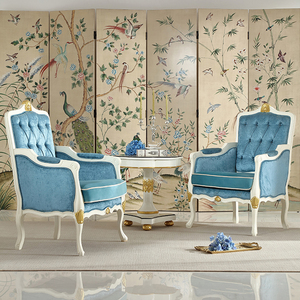 <span class=keywords><strong>Fauteuil</strong></span> en tissu <span class=keywords><strong>velours</strong></span> <span class=keywords><strong>bleu</strong></span> <span class=keywords><strong>de</strong></span> style classique <span class=keywords><strong>de</strong></span> luxe pour salon, design vintage fantaisie, chaise en bois vintage italienne - Product Image 1