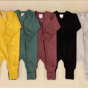 Vêtements pour bébé unisexes en coton tricoté de couleur unie avec fermeture éclair, combinaison mignonne ODM en <span class=keywords><strong>bambou</strong></span> pour nouveau-nés - Product Image 2