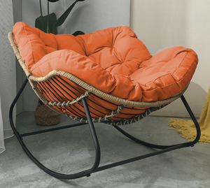 Sillón mecedora de mimbre tejido tipo reclinable para sentarse o recostarse, para balcón, hogar, ocio, de hierro, individual - Product Image 5