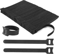 Attaches-câbles auto-adhésifs en nylon noir écologiques 12x150mm, imperméables et ignifuges, avec fermeture auto-agrippante robuste pour rangement