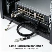 Kabel DAC SFP28 25Gb/s 25GBASE-CR1 Kabel Tembaga Pasif Direct Attach Kompatibel dengan Switch dan Server