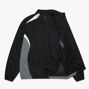 Professional Customizable Digital Printing Men <b>Windbreaker</b> Streetwear Tracksuit <b>Black</b> Gray Contrast Panel Full-Zip Jacket - Product Image 2