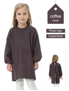 Benutzer definiertes Logo Reine Farbe Polyester Wasserdicht Langarm Schulkinder Malerei Kunst Kinder Kittel mit Taschen für Mädchen Jungen - Product Image 5