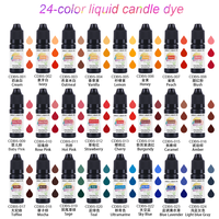 Colorant liquide pour bougies 24 couleurs 10g, soluble dans l'huile, haute concentration, dispersion naturelle, non toxique, inodore, colorant pour la fabrication de bougies DIY
