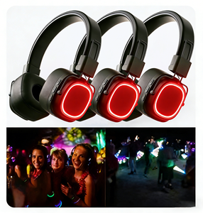 Casque de disco silencieux longue portée 20 kHz ENC avec <span class=keywords><strong>LED</strong></span> lumineuses, supra-auriculaire, un émetteur <span class=keywords><strong>pour</strong></span> plusieurs casques, idéal <span class=keywords><strong>pour</strong></span> les fêtes, les conférences, la télévision et les cours - Product Image 4
