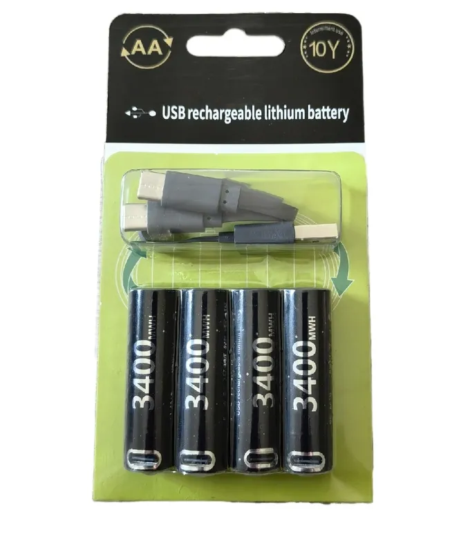 Hot Selling USB Rechargeable Batteries Lithium ion battery AA 1.5V 3400mWh aa battery for MP3 / Game Contraler