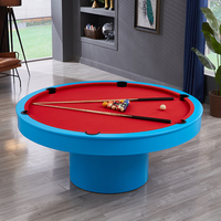 Table de billard de luxe haut de gamme, ronde, sur mesure, 6 pieds, forme brillante, multicolore, en marbre, avec table à manger