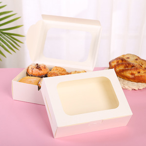 Brown Kraft Cardboard Gift Bakery Muffins Pastry Dessert Donut Cookie Boxes With Window Lid