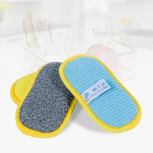 Wholesale Eco-friendly Kitchen Double-side Dish Cleaning Washing Sponge Microfiber Kitchen Dishcloth Sponges For Dishes Cleaning