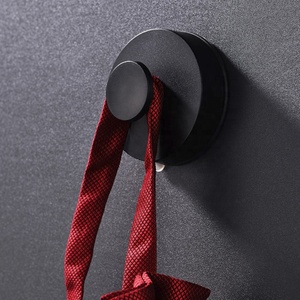 Modern ABS <strong>Bathroom</strong> <strong>Accessories</strong> Round Shape Robe Hook Matte Black <strong>Suction</strong> Cup Hook Eco-Friendly Easy Clean - Product Image 2