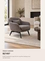 Fauteuil lounge moderne en tissu, fauteuil d'appoint rembourré avec pieds en métal noir pour salon, coin lecture