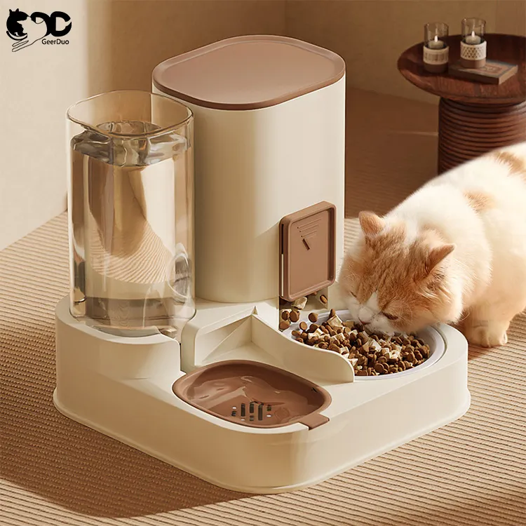 Geerduo Easy Cleaning Large Capacity 2 in 1 Smart Automatic Pet Food Water Feeder with Transparent and Visible Granary