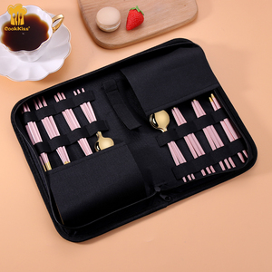 Ensemble de <span class=keywords><strong>Couverts</strong></span> de Voyage de Luxe LEHAO en Acier Inoxydable Doré, Moderne et Personnalisé, avec Fourchette, Couteau et Cuillère, Finition Poli Miroir, avec <span class=keywords><strong>Pochette</strong></span> de Rangement, pour la Rentrée Scolaire - Product Image 3