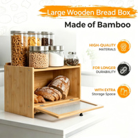 Boîte à pain hermétique en bambou pour comptoir de cuisine, grande boîte à pain en bois avec planche à découper intégrée et fenêtre de visualisation, bac de rangement