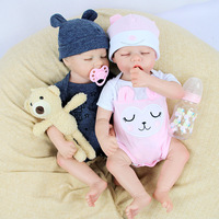 Poupées Reborn Jumeaux en Silicone Souple à Corps Entier pour Nouveau-nés, 18 Pouces, Modèles Réalistes de Garçon et de Fille Noirs, Jouet à Prix Abordable