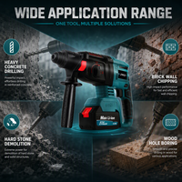 Marteau perforateur rotatif sans balais industriel robuste 21V à batterie, force d'impact 3J, vitesse variable en continu, capacité de perçage 28mm