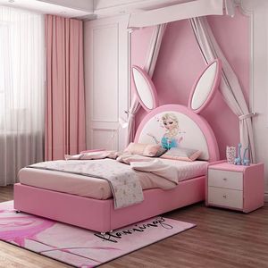 Letto a castello principessa maschio femmina per bambini moderna camera da letto cartone animato protezione ambientale letto corticale Guardrail legno di coniglio - Product Image 2