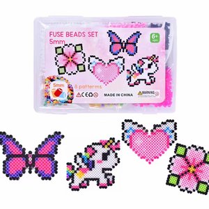 Kit de jouets éducatifs DIY écologiques personnalisés, perles à repasser Hama Perler colorées pour enfants, boîte cadeau - Product Image 1