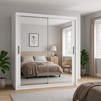Armoire de chambre moderne à prix abordable, deux portes coulissantes, en bois blanc, avec miroir de dressing