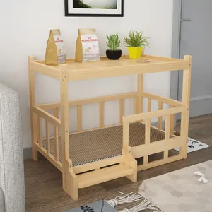 בית כלבים מעץ אורן דו קומתי מעץ מלא מעל ותחת הקרקע, מתאים לכל עונות השנה, ציוד לחיות מחמד - Product Image 6