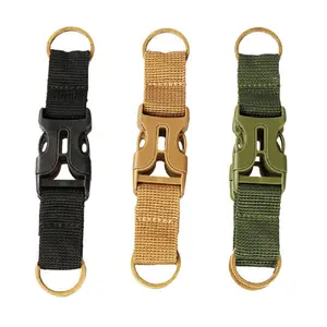 Chiến Thuật Molle khóa vành đai móc Keychain Keyring vành đai Phụ kiện đi bộ đường dài cắm trại Carabiner