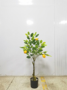 Planta de bonsái en maceta de plástico de imitación, árbol de limón Artificial para decoración de hogar u oficina, aspecto de árbol frutal realista - Product Image 3