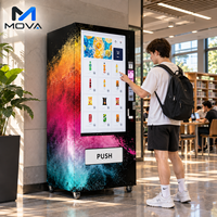 Mesin Penjual Otomatis untuk Makanan dan Minuman dengan Layar Sentuh 55", Kamera Pintar, Dispenser Pendingin, dan 4G LTE