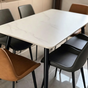 Juego de Comedor Rectangular Moderno de Piedra Sinterizada con 6 Sillas de Cuero PU, Diseño Minimalista, Muebles para el Hogar - Product Image 3