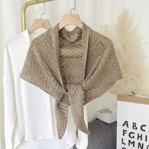 Bufandas de punto macramé estilo coreano japonés rayas triángulo chal verano moda accesorios bufanda chal mujer bufanda chaleco - Product Image 6