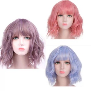 Perruque à couverture complète naturelle et courte pour femmes, chapeau de simulation de frange à air souple avec impression à volants ondulés, Chine continentale - Product Image 2