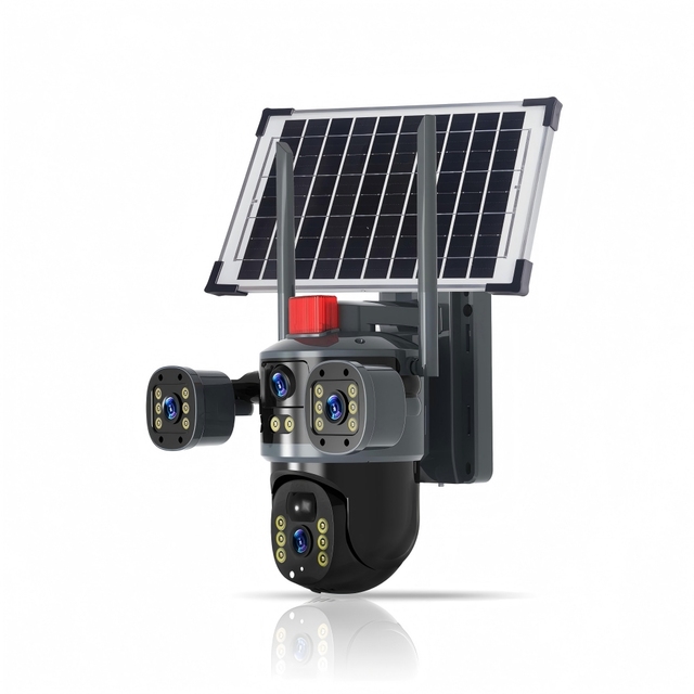 SZGOING 4G Solar CCTV Camera for Surveillance 12 MP 3 4 Lens 3 Screen Wifi Night Vision Siren Memory Card Storage CMOS Sensor
