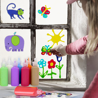 Kit d'autocollants d'art de fenêtre pour enfants avec 10x22ml et 20 Designs d'autocollants DIY