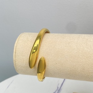 Trendy Smooth Gold Open Cuff Bracelet, Waterproof 304 Stainless Steel Chunky Bangle, Bulk Order for Retailers - Product Image 3
