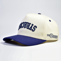 Casquettes de baseball 5 panneaux en sergé bicolore, logo personnalisé en relief – Faible MOQ 50 pièces, coton respirant pour événements promotionnels
