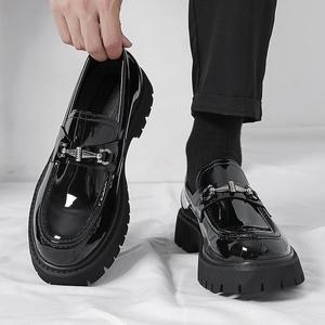 <span class=keywords><strong>Mocasines</strong></span> de Cuero Clásicos Negros para Hombre de Talla Grande, Zapatos de Vestir de Negocios con Plataforma y Deslizamiento Fácil para Oficina, Primavera, <span class=keywords><strong>Verano</strong></span>, Otoño - Product Image 2