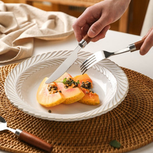 Nuevo Juego de Cubiertos de Acero Inoxidable 304 Estilo Japonés, Cuchillo y Tenedor para Carne, Vajilla Simple para Comida Occidental con Mango de Madera <span class=keywords><strong>Sabri</strong></span> - Product Image 4