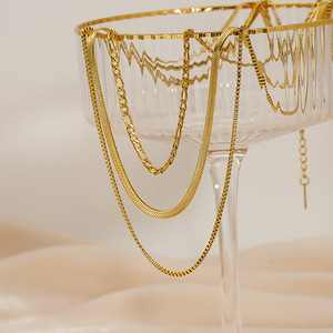 <span class=keywords><strong>Collana</strong></span> in Acciaio Inossidabile Placcata Oro 18K con Catena a Maglie Geometriche a Forma di <span class=keywords><strong>S</strong></span>, Trendy, per Anniversario, Vendita all'Ingrosso - Product Image 4
