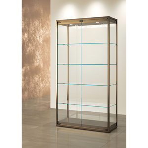 Vitrine en fer 95x45x190 cm, cadre en bronze, porte en verre avec éclairage LED, meuble de présentation - Product Image 1
