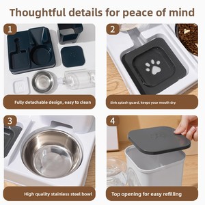 Ciotola Doppia per Cibo e Acqua per Cani e Gatti, Design Quadrato di Grande Capacità per Alimentazione e Abbeveraggio degli Animali Domestici - Product Image 4