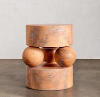 Table d'appoint en marbre multicolore personnalisée Sphère sculpturale Conception de base Cylindre artistique Table basse en marbre Table d'angle